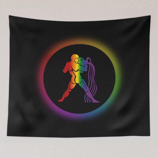 Item preview, Aquarius Star Sign Graphic LGBTQ, Aquarius Symbol graphic with rainbow background, Horoscope Unisex T-shirt, LGBTQ Astrology tees gift ideas, Astrology tees,  designed and sold by PrideBeProud.