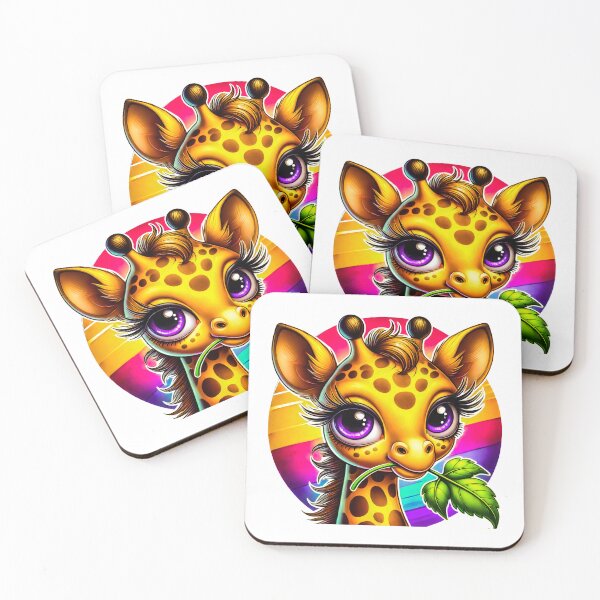 Item preview, Vibrant Cartoon Giraffe with Leaf - Colorful Art Illustration designed and sold by Simplystik.