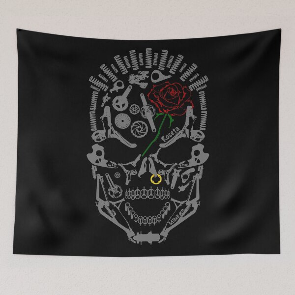 Item preview, RoseTa - red & gold, mountain biking skulls new zealand t-shirt, designed and sold by MTeeB NZ.