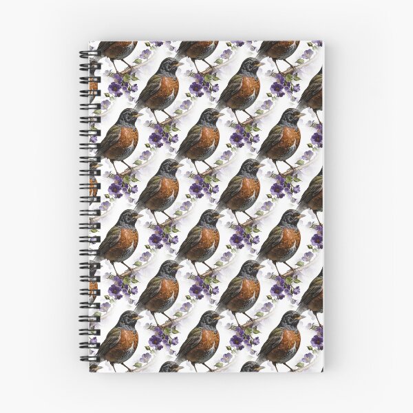 Item preview, Turdus migratorius Bird Surrounded By Violet Viola Flowers Pattern designed and sold by taiche.