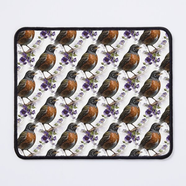 Item preview, Turdus migratorius Bird Surrounded By Violet Viola Flowers Pattern designed and sold by taiche.