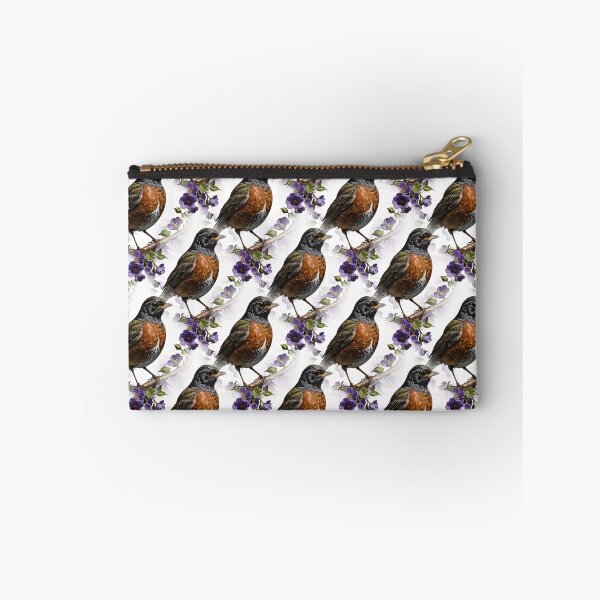 Item preview, Turdus migratorius Bird Surrounded By Violet Viola Flowers Pattern designed and sold by taiche.