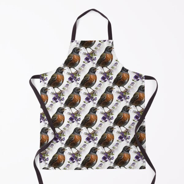Item preview, Turdus migratorius Bird Surrounded By Violet Viola Flowers Pattern designed and sold by taiche.