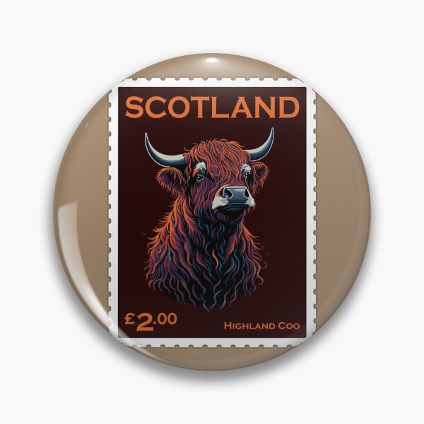 Aperçu de l'œuvre Timbre Highland Coo d’Écosse créée et vendue par Sfumata Illustration.