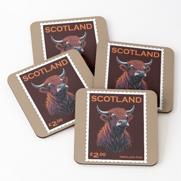 Item preview, Scotland Highland Coo Stamp designed and sold by Sfumata Illustration.