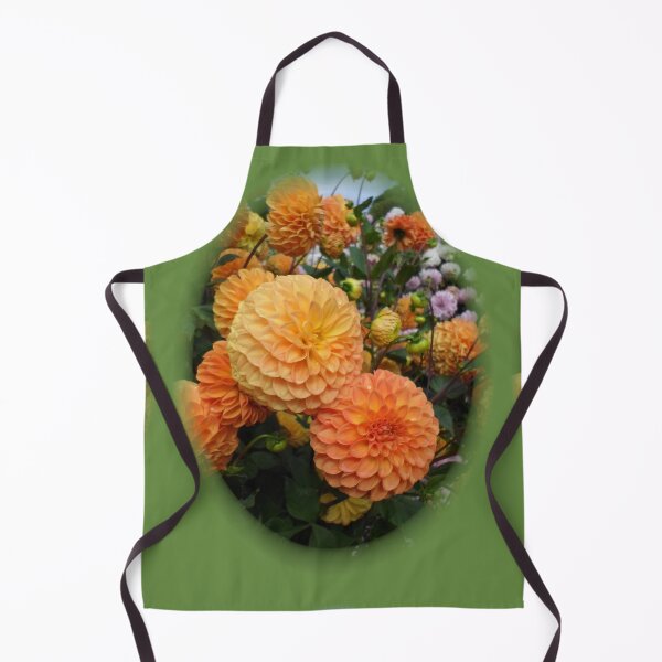 Item preview, Orange Dahlia Flowers With Green Vignette designed and sold by KeksWorkroom.