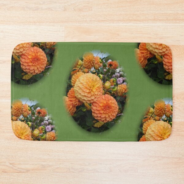 Item preview, Orange Dahlia Flowers With Green Vignette designed and sold by KeksWorkroom.
