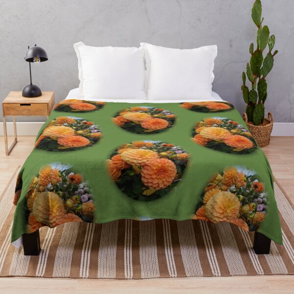 Item preview, Orange Dahlia Flowers With Green Vignette designed and sold by KeksWorkroom.