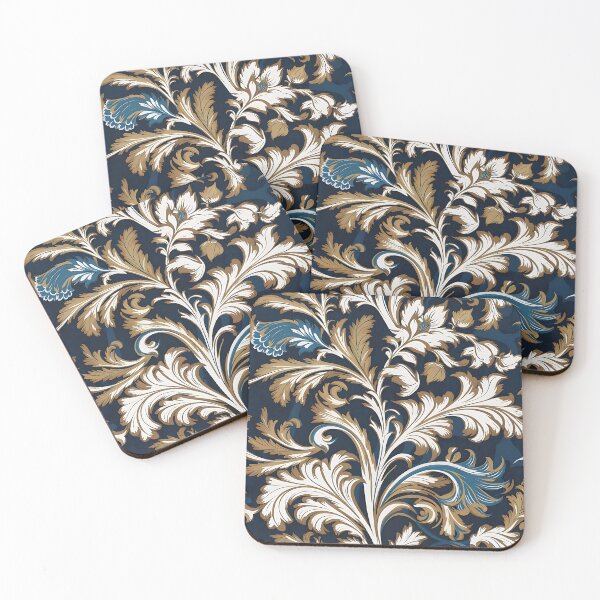 Item preview, Navy Blue Acanthus Leaf Inspired By William Morris designed and sold by Tamas Das.