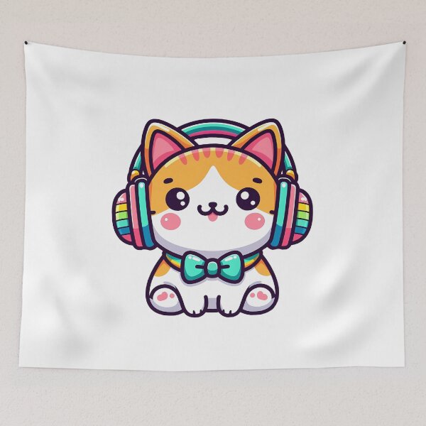 Item preview, Silent Meow Cute Kawaii Cat designed and sold by ElegantOutlines.