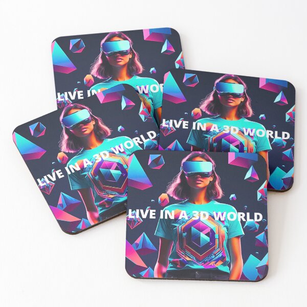 Item preview, "Live in a 3D World" - Futuristic 3D Design T-Shirt designed and sold by TrendyGalaxy.