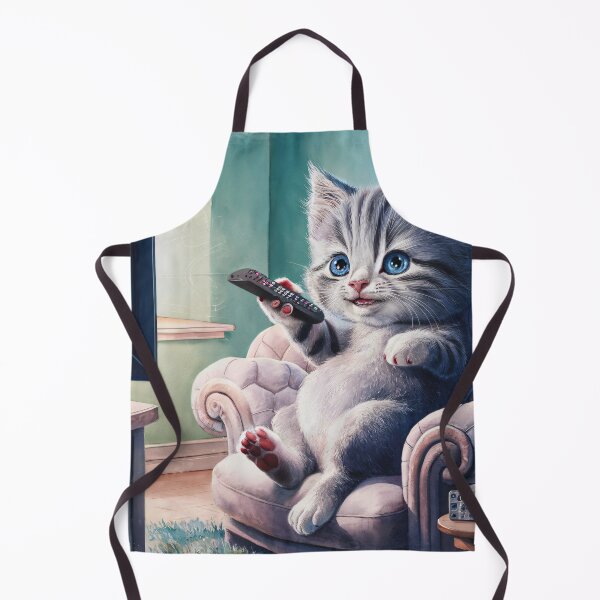 Item preview, A Cute Gray Kitten Watching Tv designed and sold by pixelplaza.