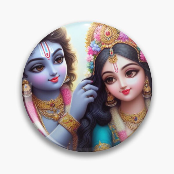 Artikelvorschau, Der wunderschöne Krishna macht Radhas Haare im Wald von Vrindavan entworfen und verkauft von VrindaArts.