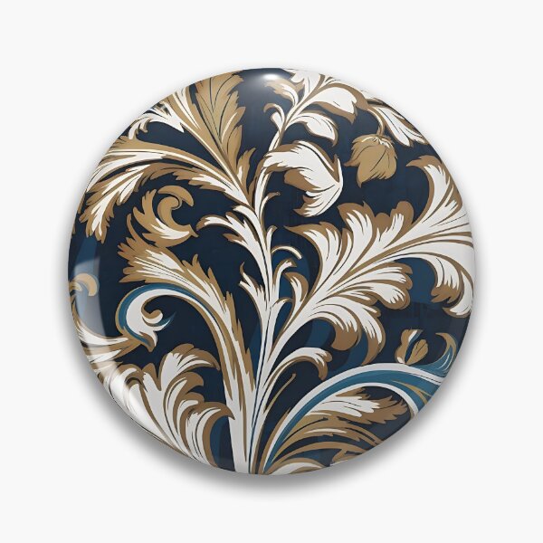 Item preview, Navy Blue Acanthus Leaf Inspired By William Morris designed and sold by Tamas Das.