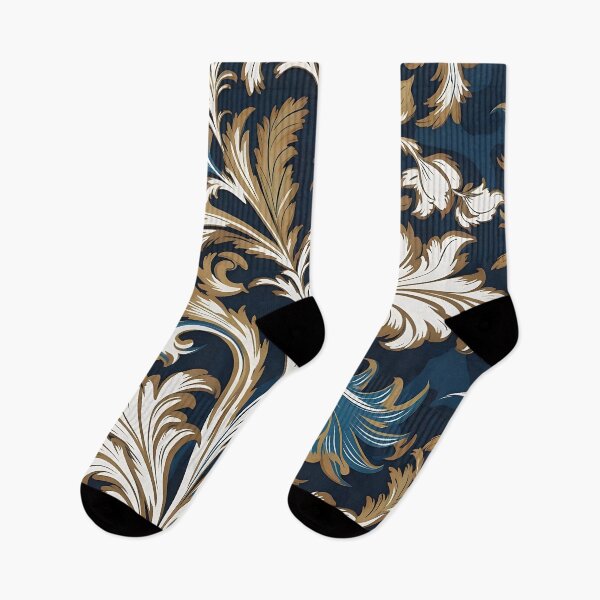 Item preview, Navy Blue Acanthus Leaf Inspired By William Morris designed and sold by Tamas Das.