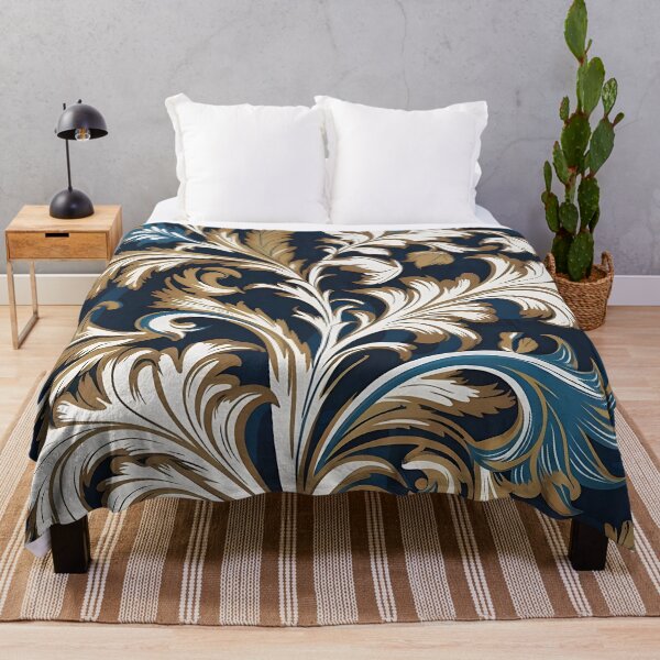 Item preview, Navy Blue Acanthus Leaf Inspired By William Morris designed and sold by Tamas Das.