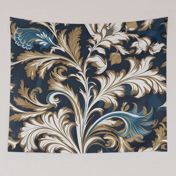 Item preview, Navy Blue Acanthus Leaf Inspired By William Morris designed and sold by Tamas Das.