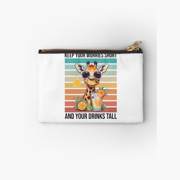 Item preview, Keep Your Worries Short and Your Drinks Tall, Motivational Giraffe with Sunglasses Drinking Summer Refreshing Alcohol Positive designed and sold by Peculiarts.