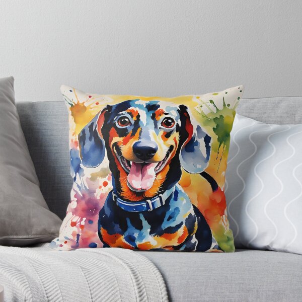Item preview, Happy little Dachshund - Colourful watercolour style Dog Portraits designed and sold by Country-Artist.