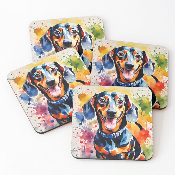Item preview, Happy little Dachshund - Colourful watercolour style Dog Portraits designed and sold by Country-Artist.