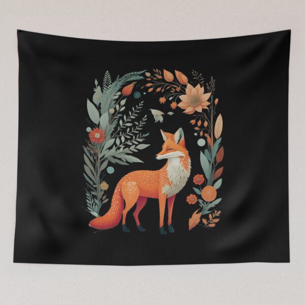 Artikelvorschau, Cottagecore Blumenfuchs entworfen und verkauft von FridayArtStudio.