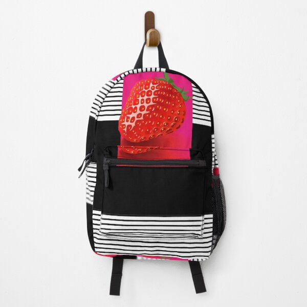 Item preview, Strawberry sweet baby vegan stipe with black background designed and sold by SueKnox.