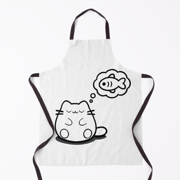 Item preview, Minimalist Cat Dreaming of Fish - Cute Black and White Illustration designed and sold by Simplystik.