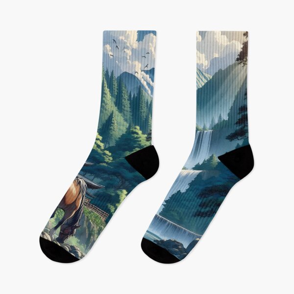 Item preview, Anime/Manga art, forest landscape with horses at waterfall designed and sold by Salimgor Hangaround Music.