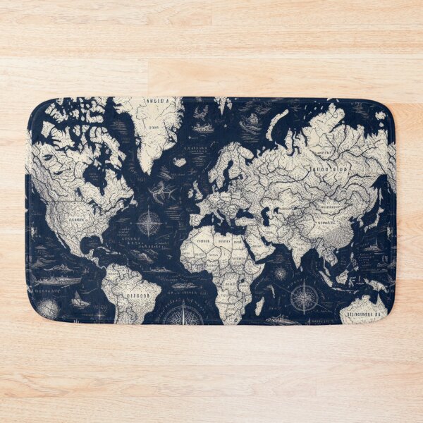 Item preview, Old World Map White on Navy Blue  designed and sold by SeaStarAlex.
