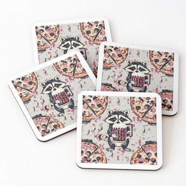 Item preview, Raccoon, pizza, beer designed and sold by Knautschibert.
