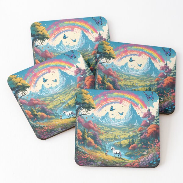 Item preview, Dreamlike landscape with rainbow, horse and butterflies designed and sold by Salimgor Hangaround Music.