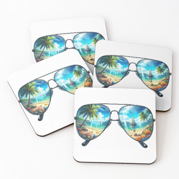 Item preview, Summer sunglasses with beach designed and sold by PapayaGen.