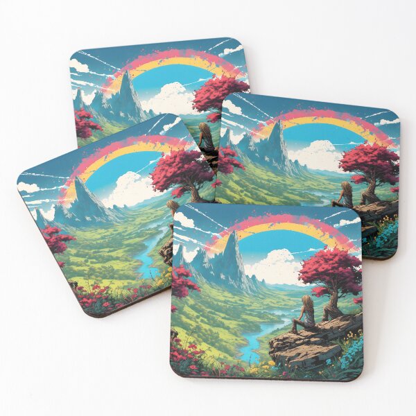 Item preview, Dreamlike landscape with rainbow, woman and butterflies designed and sold by Salimgor Hangaround Music.