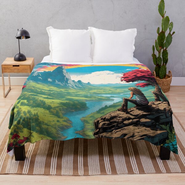 Item preview, Dreamlike landscape with rainbow, woman and butterflies designed and sold by Salimgor Hangaround Music.