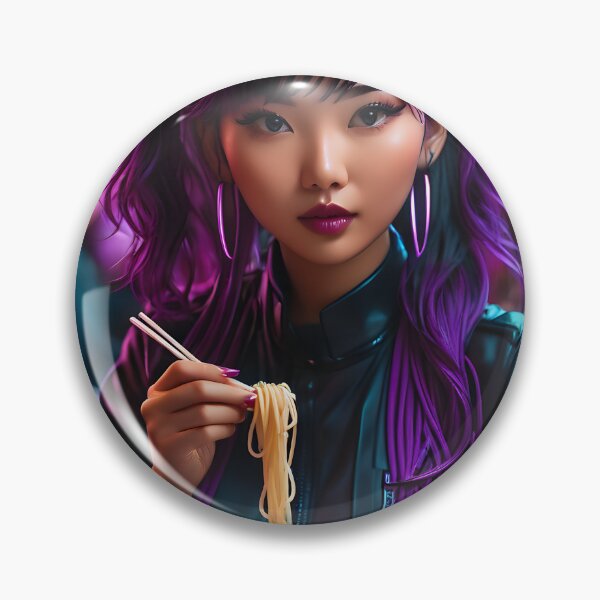 Item preview, Futuristic Asian girl eating spaghetti designed and sold by icemanphotos.