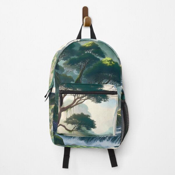 Item preview, Forest landscape with waterfall anime/manga art designed and sold by Salimgor Hangaround Music.