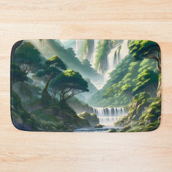 Item preview, Forest landscape with waterfall anime/manga art designed and sold by Salimgor Hangaround Music.