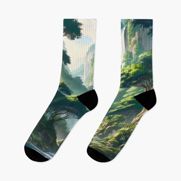 Item preview, Forest landscape with waterfall anime/manga art designed and sold by Salimgor Hangaround Music.