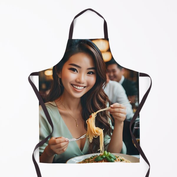 Item preview, Futuristic Asian girl eating spaghetti designed and sold by icemanphotos.
