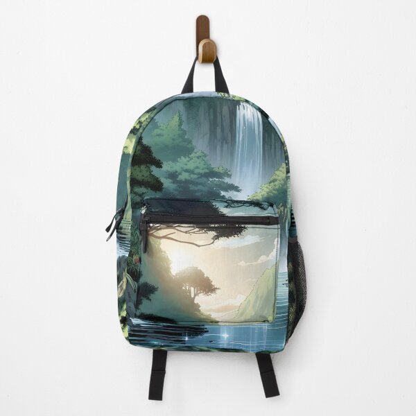 Item preview, Dreamlike forest landscape with waterfall anime/manga art designed and sold by Salimgor Hangaround Music.