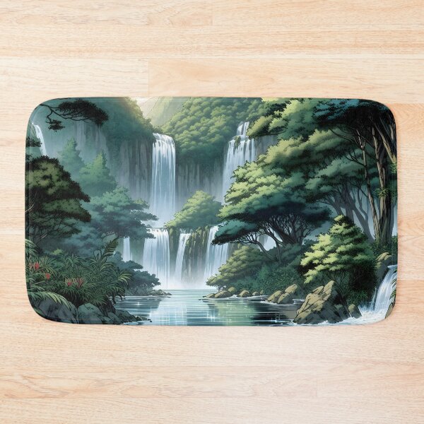 Item preview, Dreamlike forest landscape with waterfall anime/manga art designed and sold by Salimgor Hangaround Music.