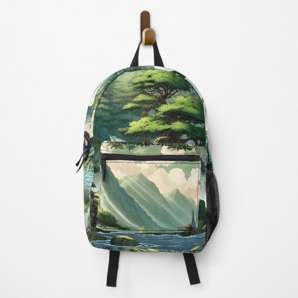 Item preview, Dreamlike forest landscape with waterfall and bonsais anime/manga art designed and sold by Salimgor Hangaround Music.