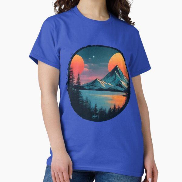 Circular grudge with serene landscape at night Classic T-Shirt