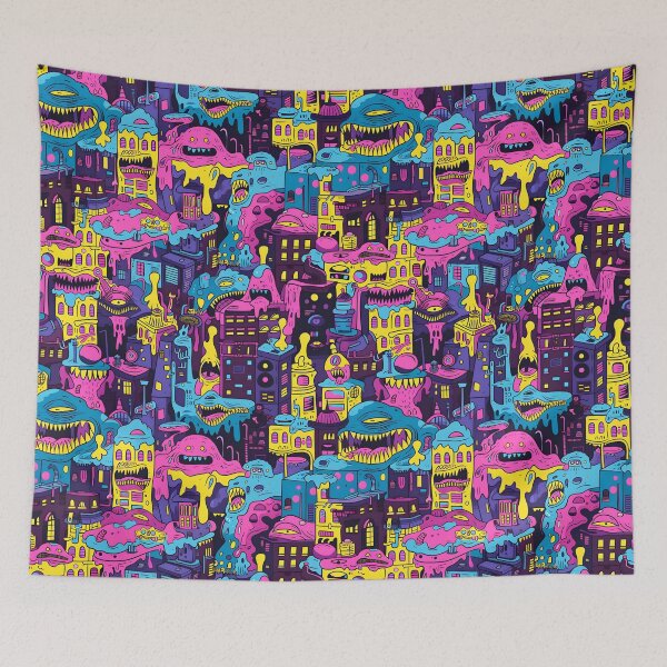 Item preview, mutants flooding through a city pattern designed and sold by FamousArtDesign.