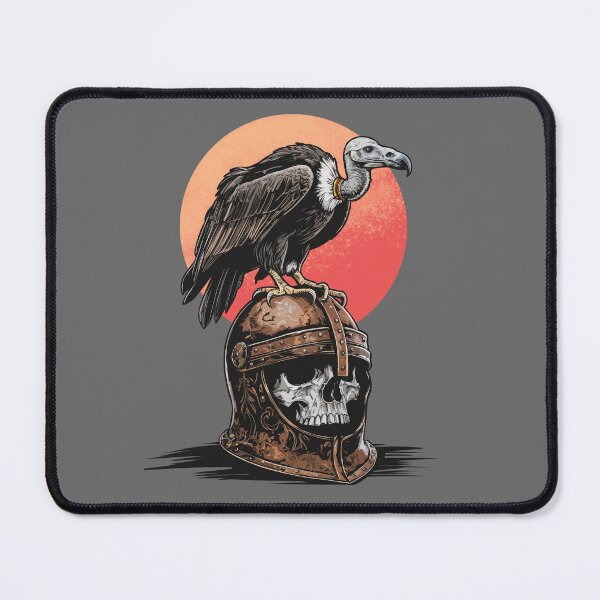 Item preview, A vulture sits on a skull in a medieval helmet. designed and sold by JoraArt.