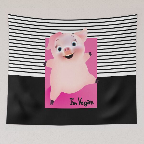 Item preview, Baby pig vegan stipe with black background designed and sold by SueKnox.