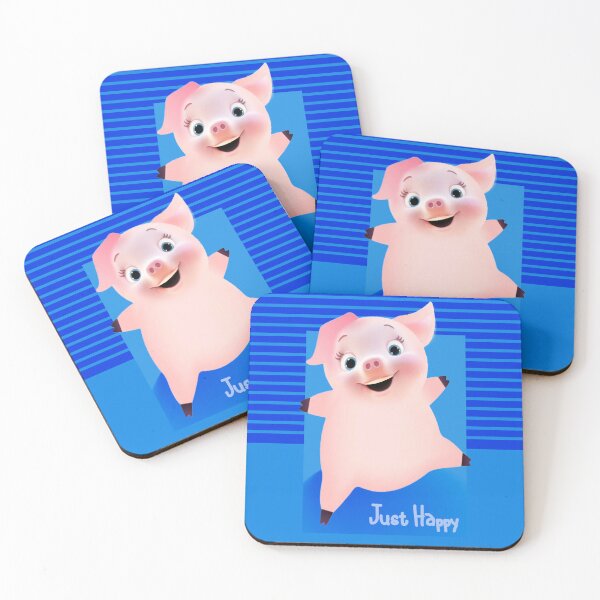 Item preview, Just happy baby pig with blue stripe background designed and sold by SueKnox.