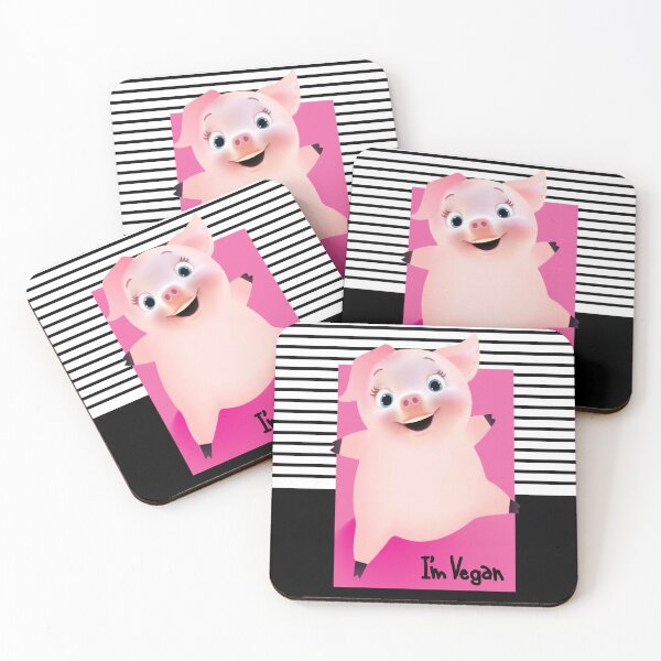Item preview, Baby pig vegan stipe with black background designed and sold by SueKnox.