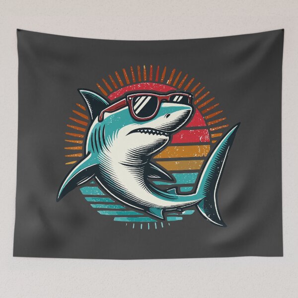 Item preview, Cool Retro Shark in Sunglasses Vintage Style designed and sold by ArtfulHunter.