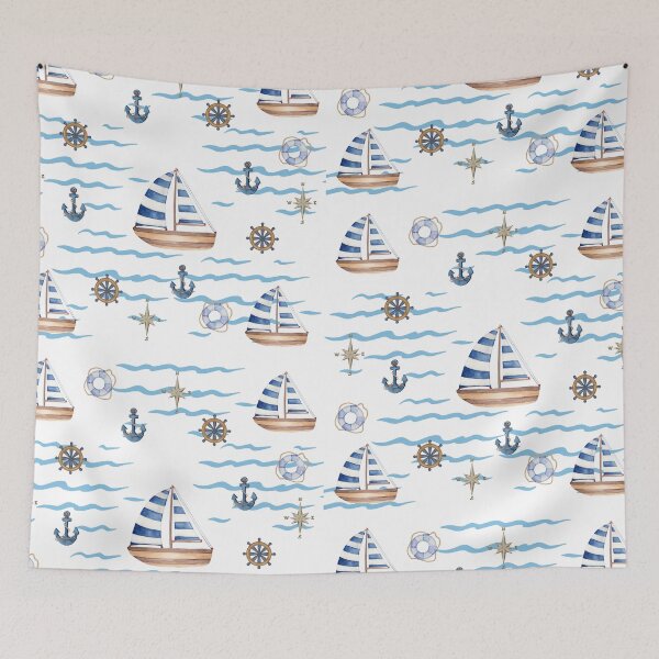 Item preview, Sailboat Nautical Pattern designed and sold by SeaStarAlex.
